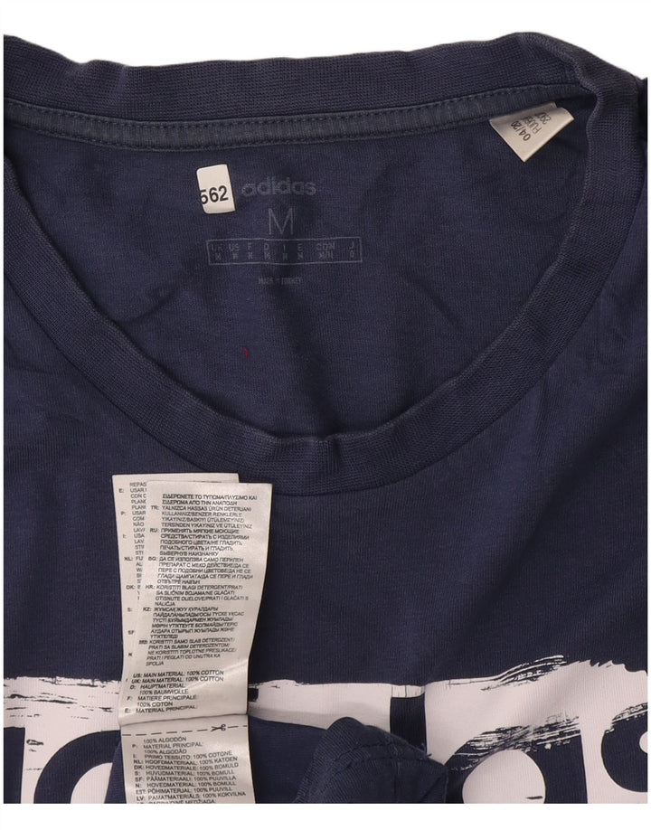 Ανδρικό γραφικό T-Shirt Adidas Top από μεσαίο μπλε ναυτικό βαμβακερό