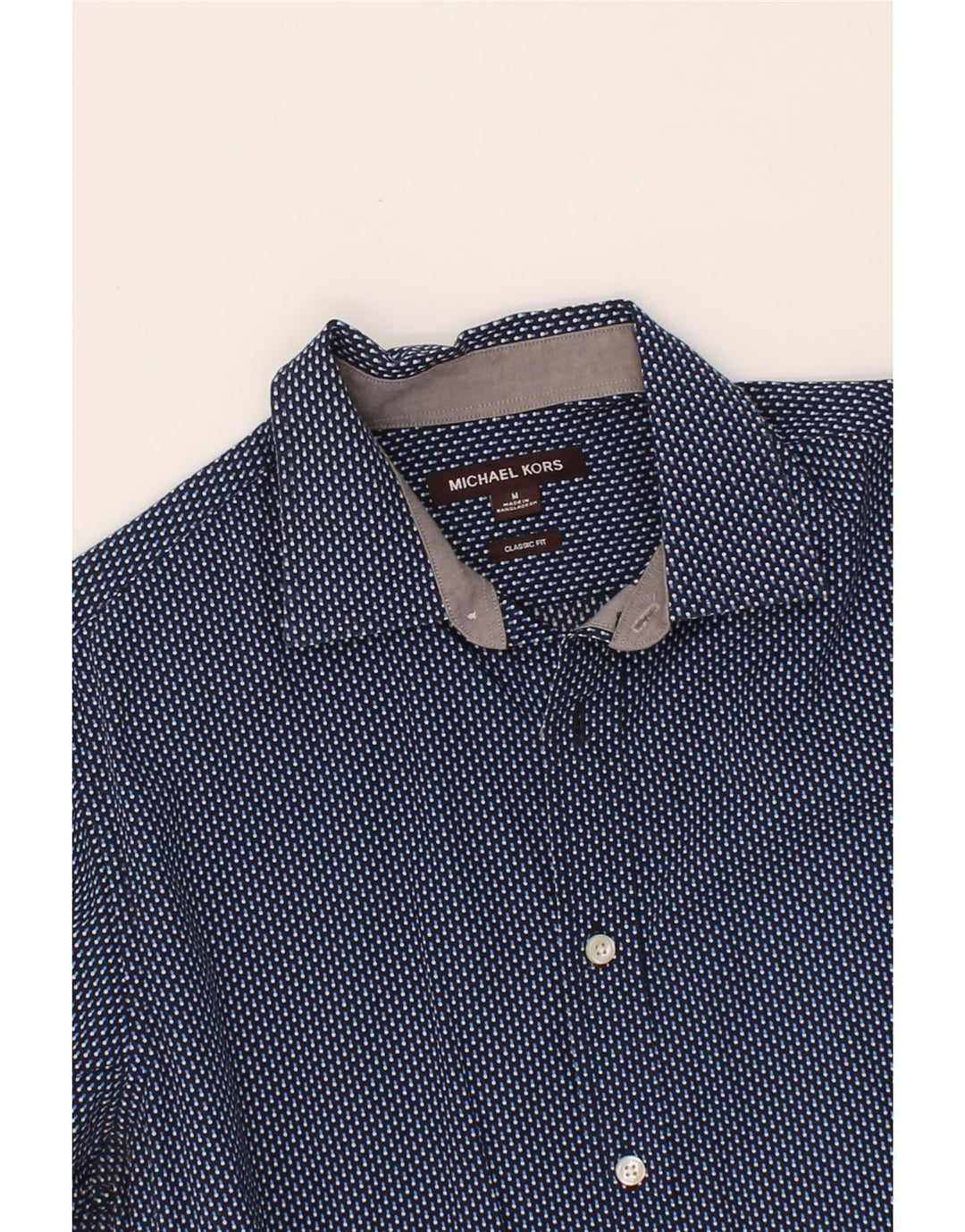 MICHAEL KORS Mens Abstract Pattern Classic Fit Shirt Medium Navy Blue Vintage Michael Kors and Second-Hand Michael Kors from Messina Hembry 