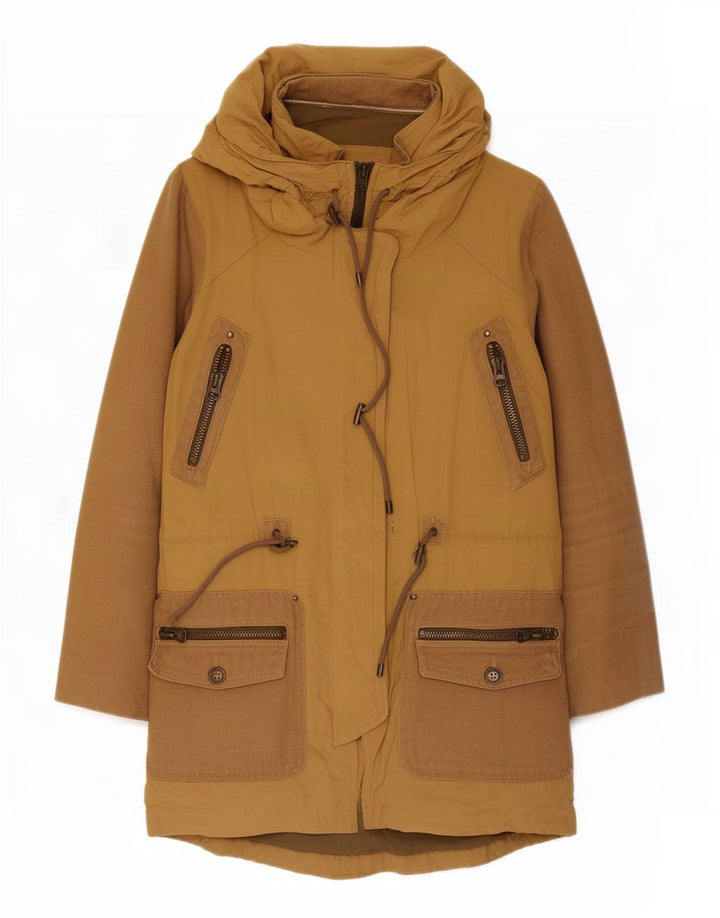 Zara Γυναικείο μπουφάν Parka με κουκούλα UK 10 Small Beige Polyester