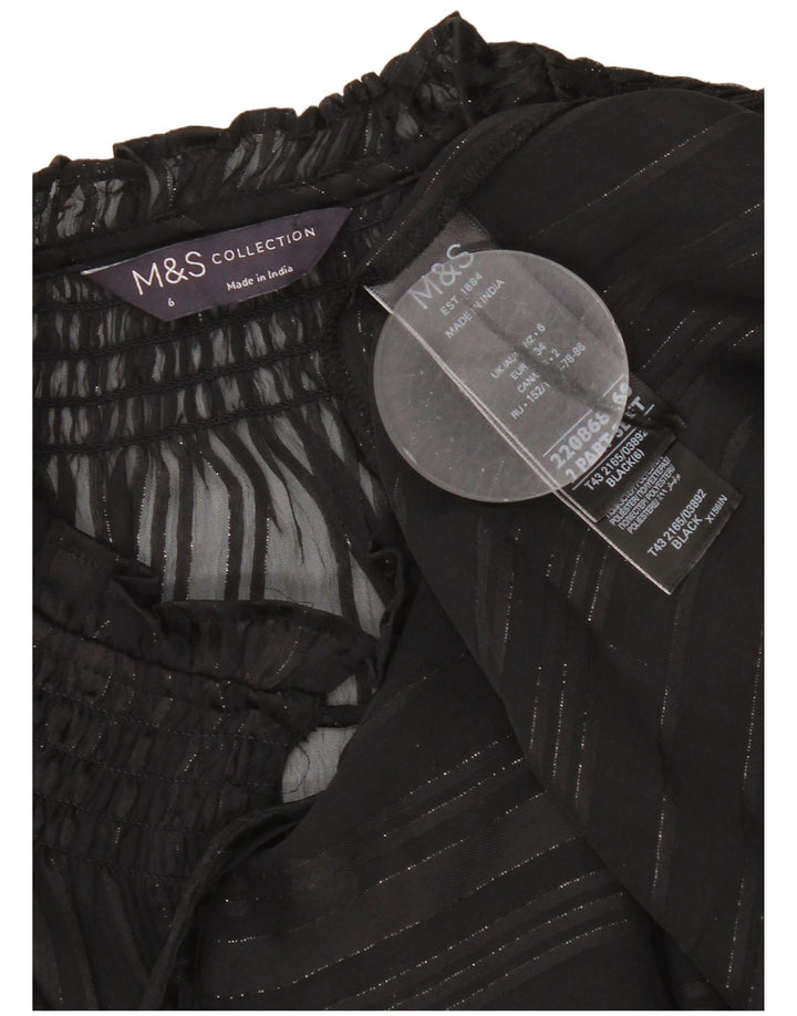 Marks & Spencer Γυναικεία υπερμεγέθη μακρυμάνικα See Through Top UK 6 XS Black
