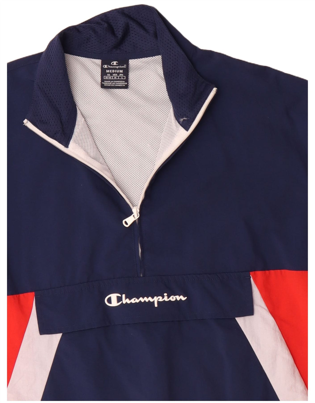 Ανδρικό Champion Anorak Jacket UK 38 Medium Navy Blue Colorblock Πολυαμίδιο