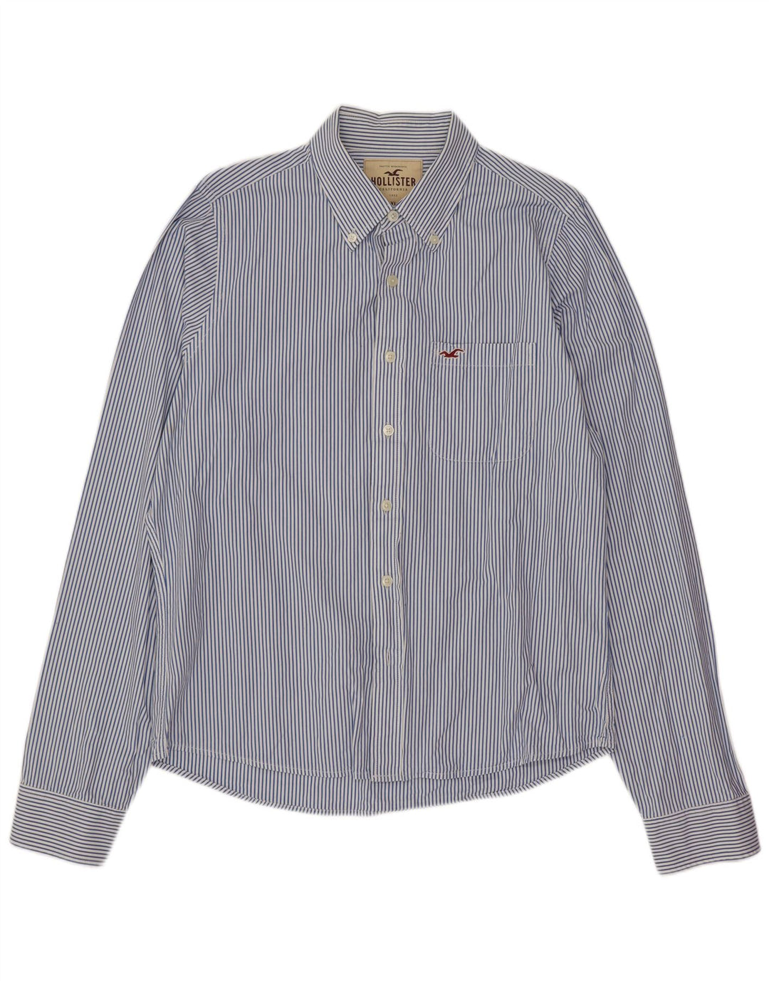 Ανδρικό πουκάμισο Hollister XL Μπλε βαμβακερό ριγέ