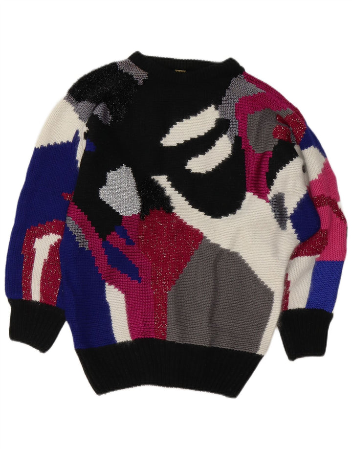 VINTAGE Γυναικείο πουλόβερ με λαιμόκαυστο UK 8/10 Μικρό πολύχρωμο