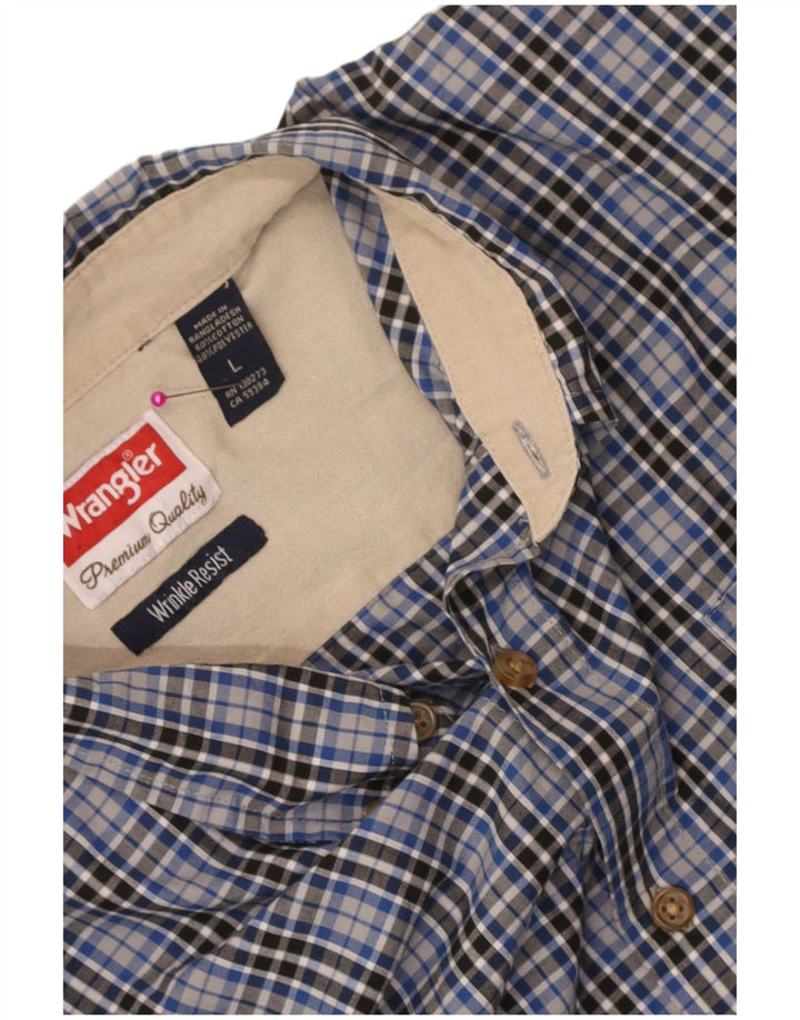 Ανδρικό πουκάμισο Wrangler μεγάλο μπλε βαμβακερό καρό