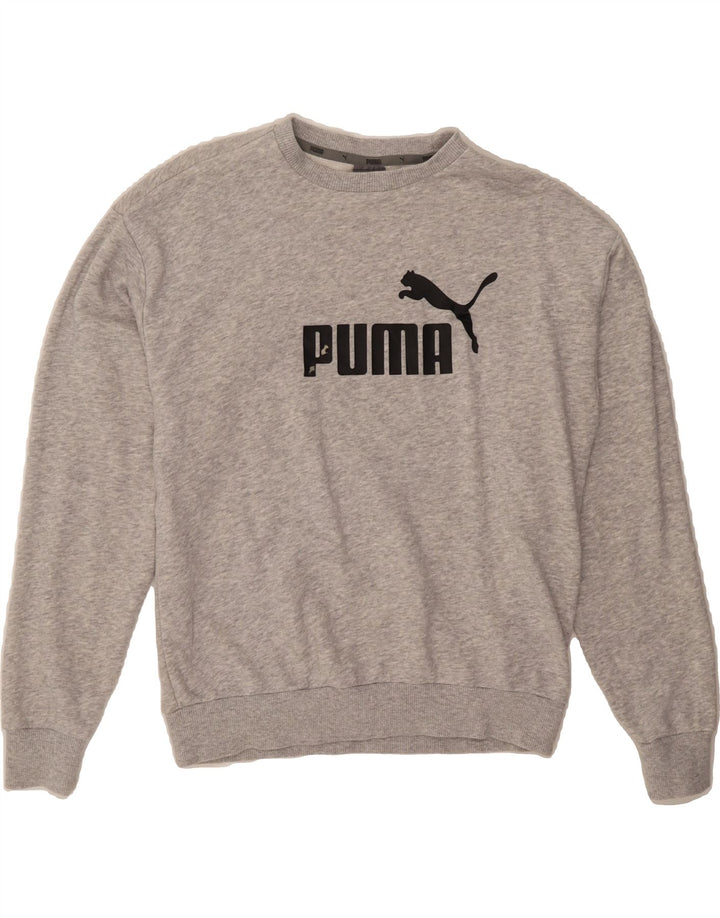 PUMA Womens Oversized Graphic Sweatshirt Jumper UK 10 Small Grey Cotton Vintage Puma and Second-Hand Puma from Messina Hembry 