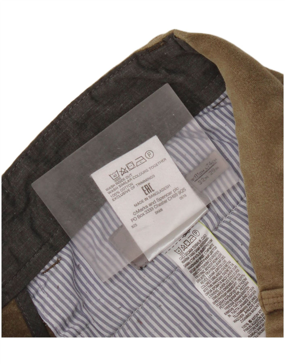 Marks & Spencer Γυναικείο κανονικό παντελόνι Chino W32 L29 Μπεζ βαμβακερό