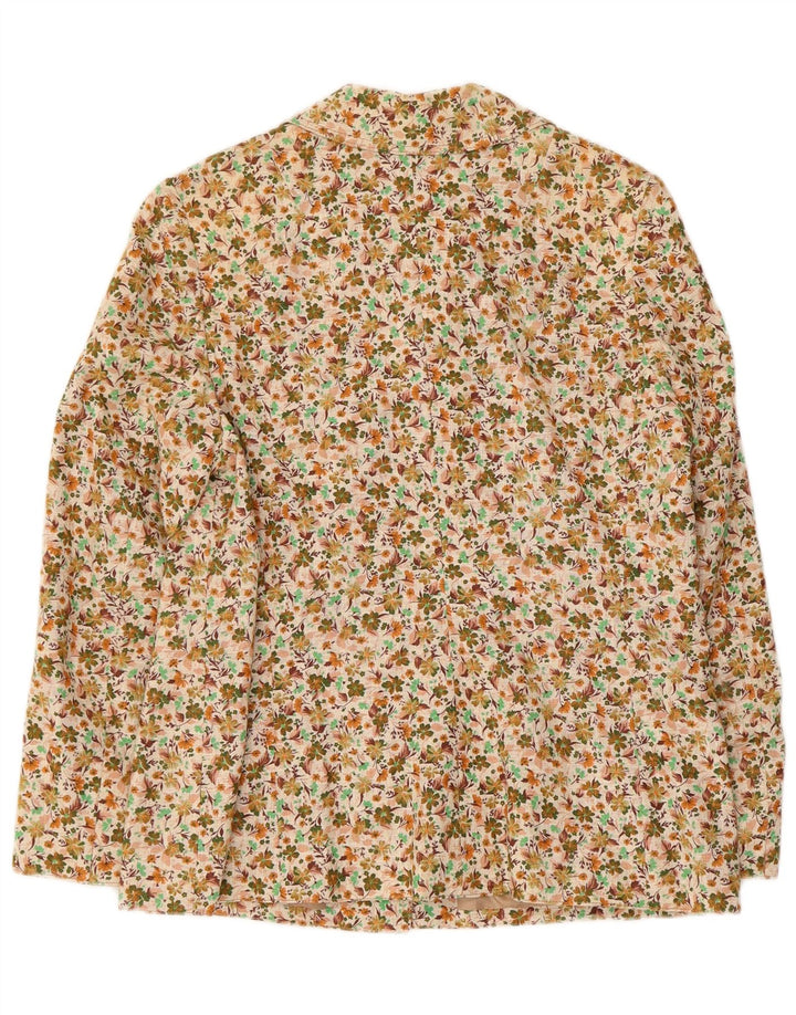Vintage γυναικείο σακάκι blazer UK 12 μεσαίων μπεζ φλοράλ