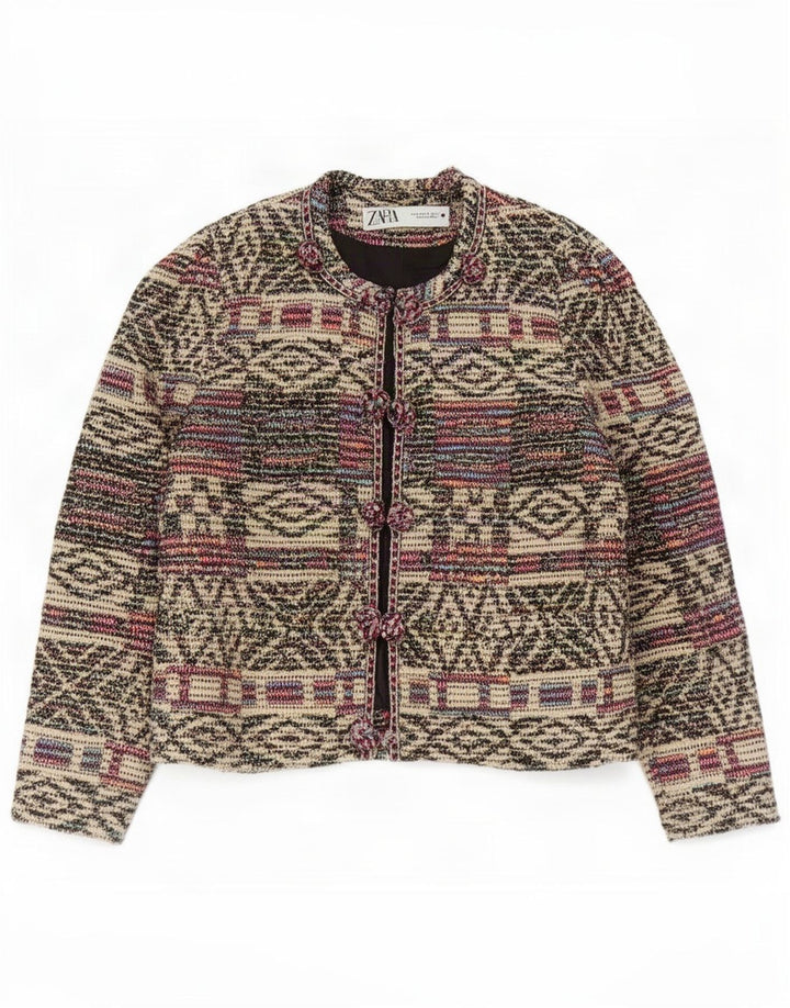 Zara Γυναικείο Σακάκι Μπλέιζερ Oversized UK 10 Μικρό Πολύχρωμο Γεωμετρικό