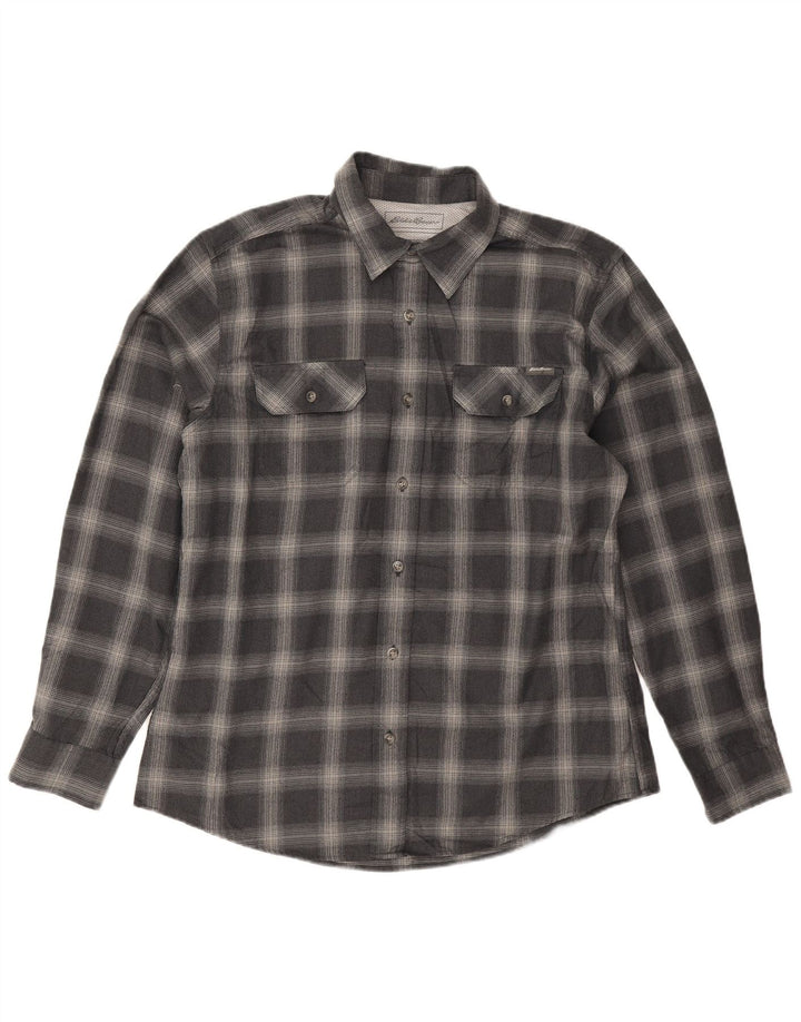 Eddie Bauer Ανδρικό φανελένιο πουκάμισο μεγάλο μπλε ναυτικό καρό πολυεστέρα