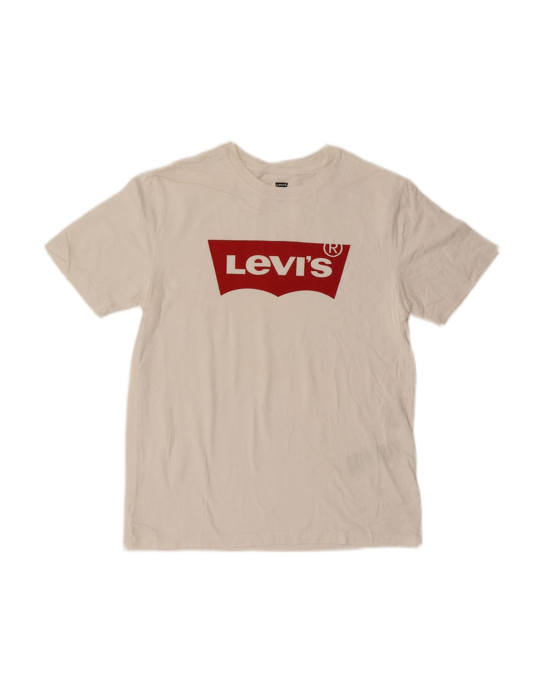 LEVI'S Mens Graphic T-Shirt Top Small Off White Cotton
