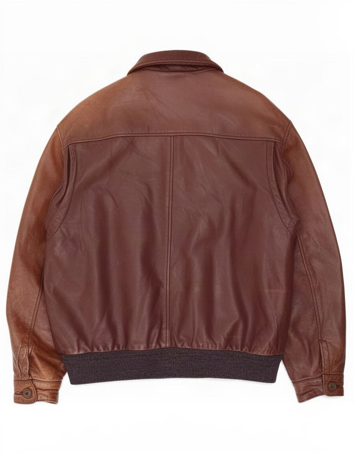 Vintage Ανδρικό Δερμάτινο Μπουφάν UK 40 Large Brown Colourblock