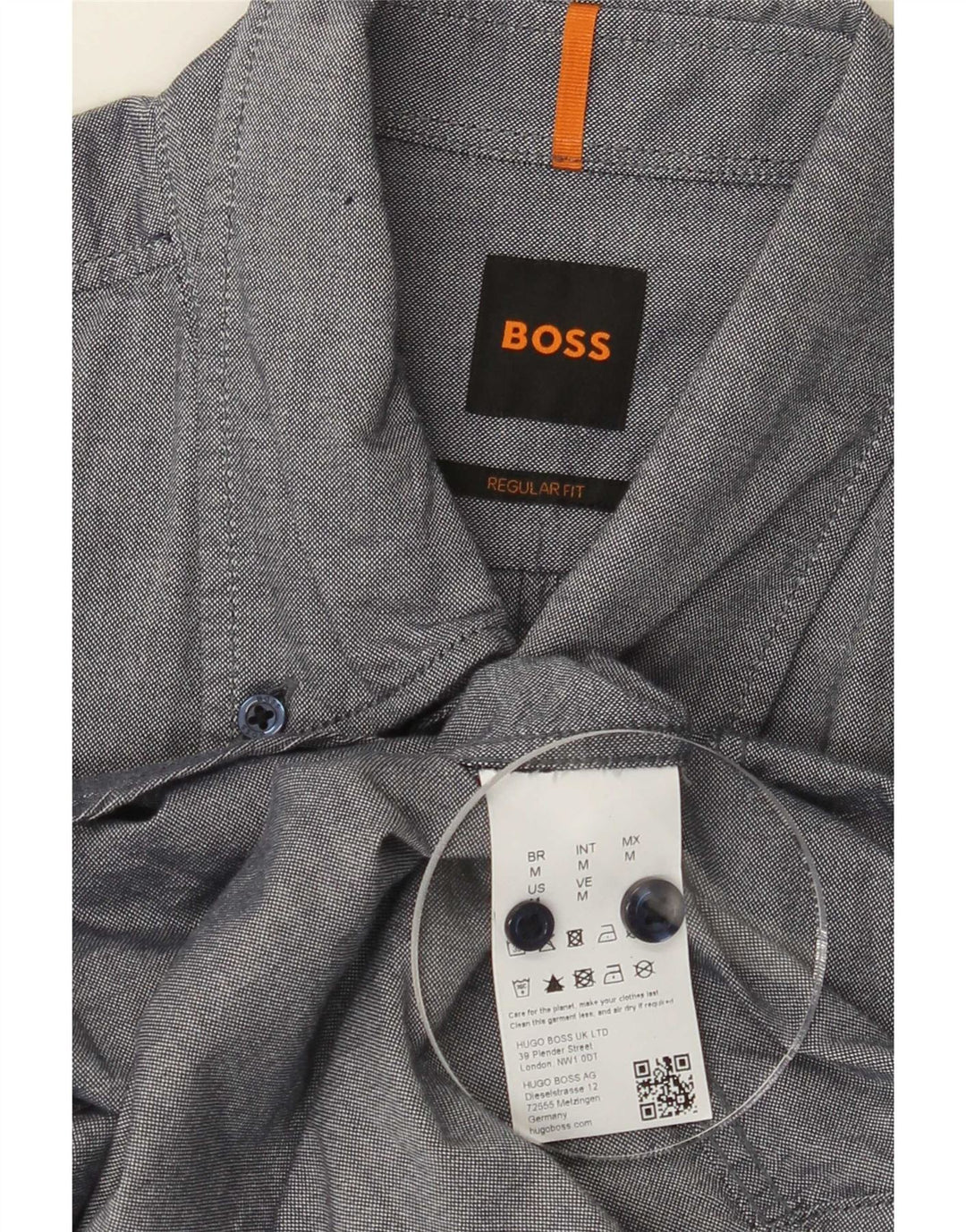Ανδρικό πουκάμισο Hugo Boss με κανονική εφαρμογή, μεσαίο μπλε βαμβακερό
