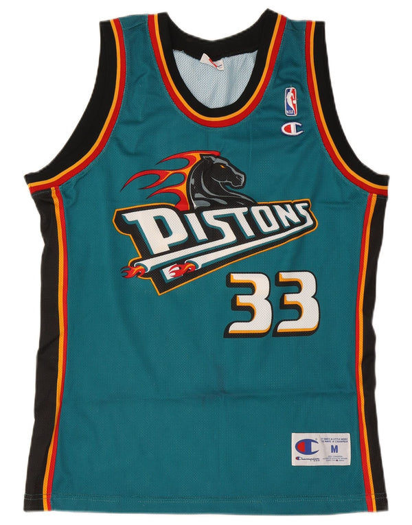 Champion Mens Mitchell&Ness Grant Hill Detroit Pistons Jersey Top M Blue