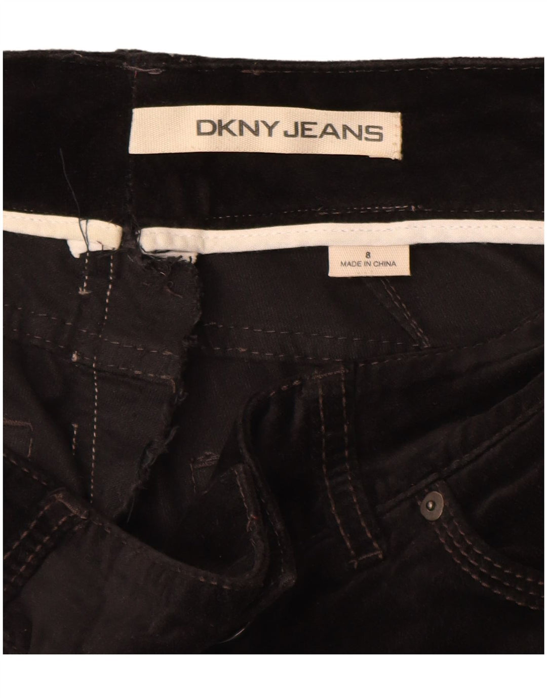DKNY Γυναικείο ίσιο βελούδινο casual παντελόνι US 8 Medium W30 L33 Μαύρο