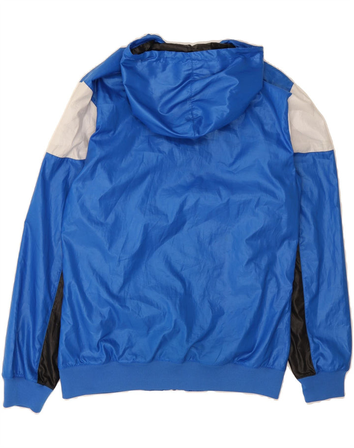 ADIDAS Mens Hooded Rain Jacket UK 38 Medium Blue Colourblock Polyester Vintage Adidas and Second-Hand Adidas from Messina Hembry 