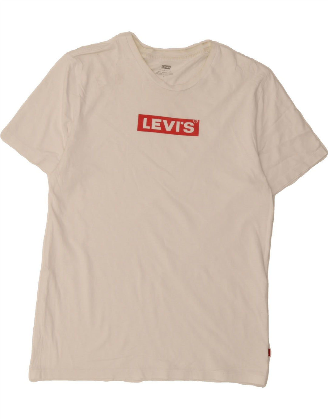 LEVI'S Mens Graphic T-Shirt Top Medium White Vintage Levi's and Second-Hand Levi's from Messina Hembry 