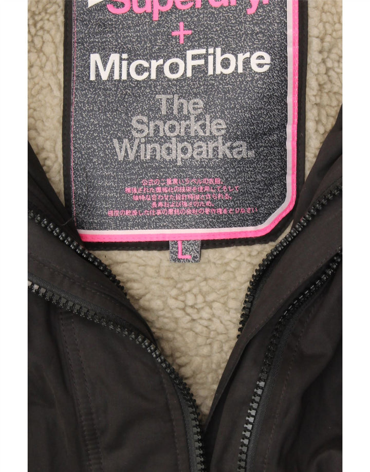 Γυναικείο μπουφάν SUPERDRY Windparka με κουκούλα αντιανεμικό UK 16 μεγάλο μαύρο