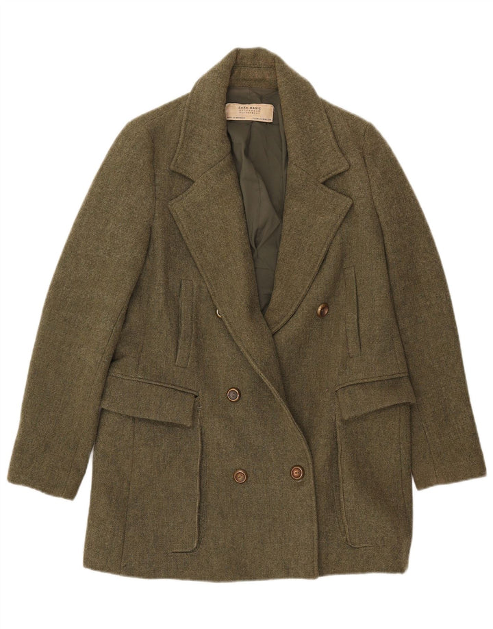 Zara Γυναικείο Μπουφάν Blazer με διπλό στήθος UK 12 Medium Khaki Polyester