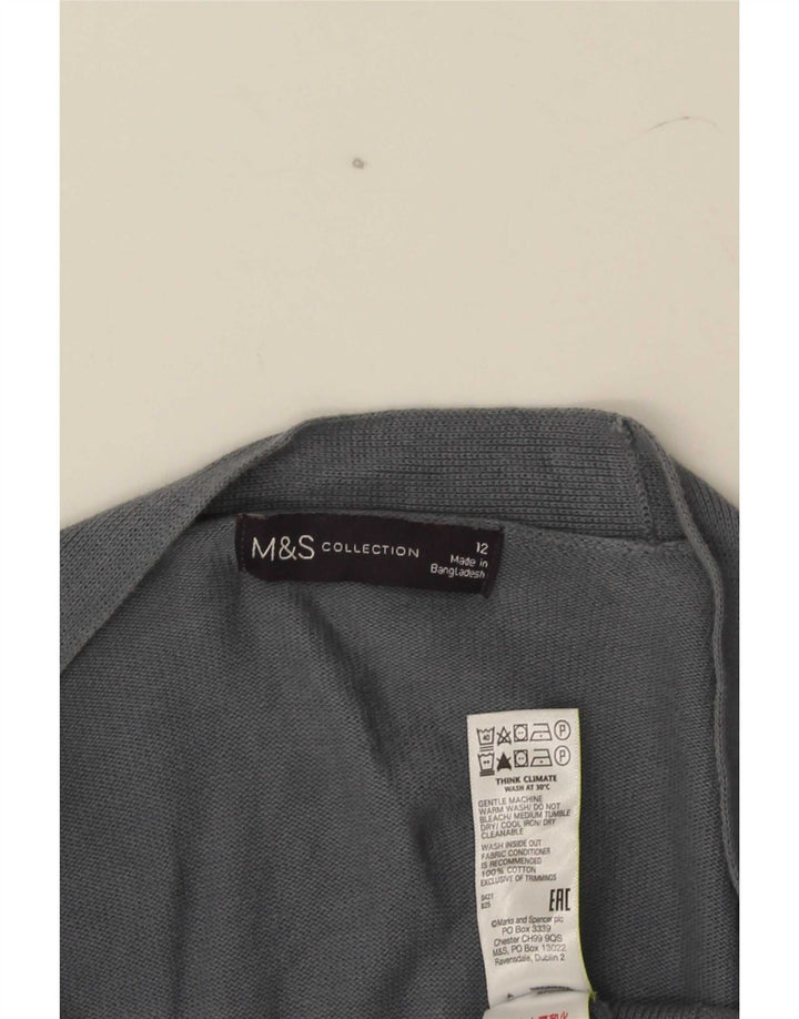 Marks & Spencer Γυναικείο ανοιχτό πουλόβερ ζακέτα UK 12 μεσαίο γκρι βαμβακερό