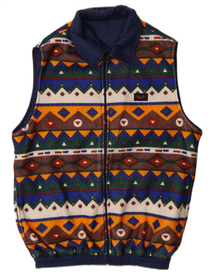 VINTAGE Ανδρικά Reversible Gilet UK 38 Medium Navy Blue Polyamide