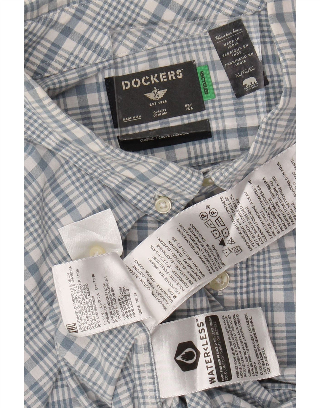 DOCKERS Ανδρικό πουκάμισο Classic Fit XL Μπλε βαμβακερό