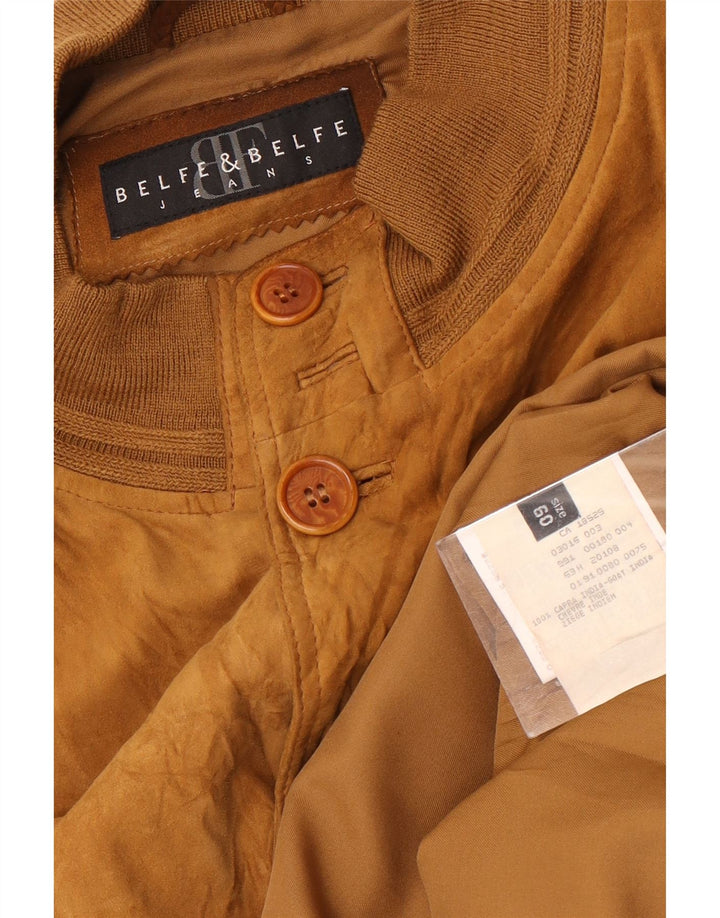 Belfe & Belfe Ανδρικό Suede Bomber Jacket IT 60 5XL Καφέ Δερμάτινο