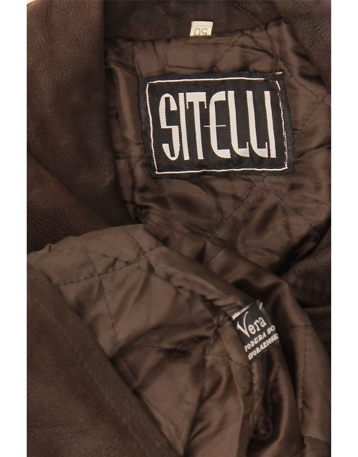 VINTAGE Mens Leather Jacket IT 50 Large Brown Leather Vintage Vintage and Second-Hand Vintage from Messina Hembry 