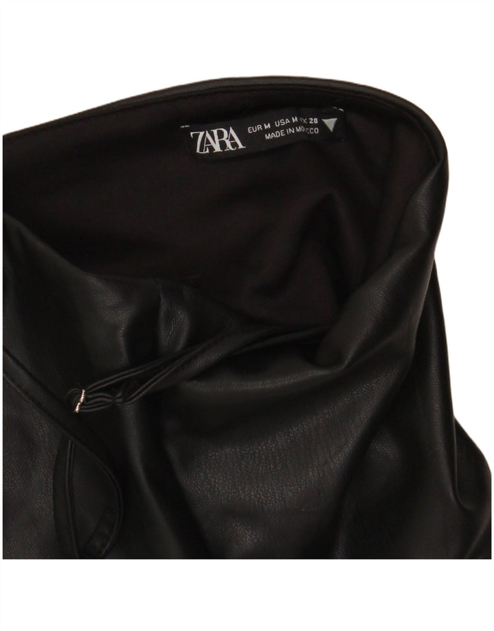 Zara Γυναικείο Faux Leather Corset Top UK 12 Medium Black