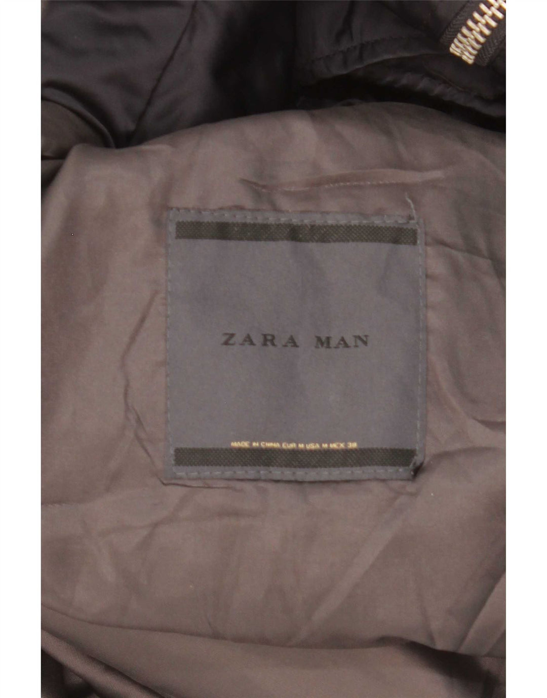 Zara Ανδρικό παλτό με κουκούλα με επένδυση UK 38 Medium Navy Blue Polyester