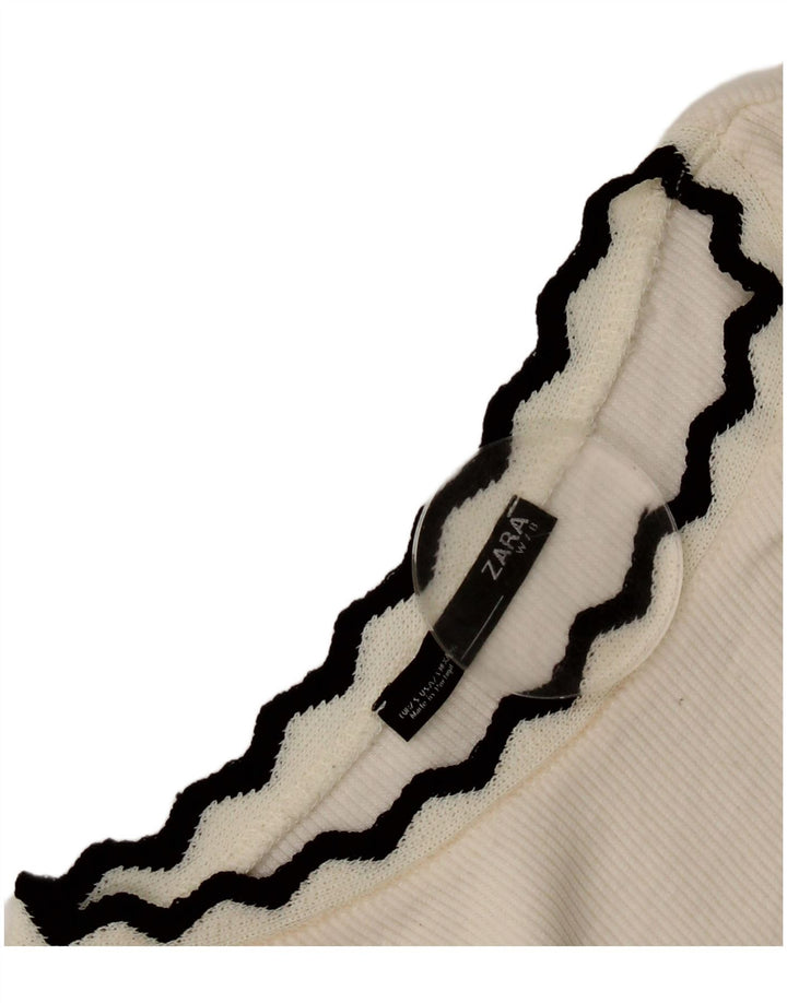 Zara Γυναικείο Crop Top Μακρυμάνικο UK 8 Small White