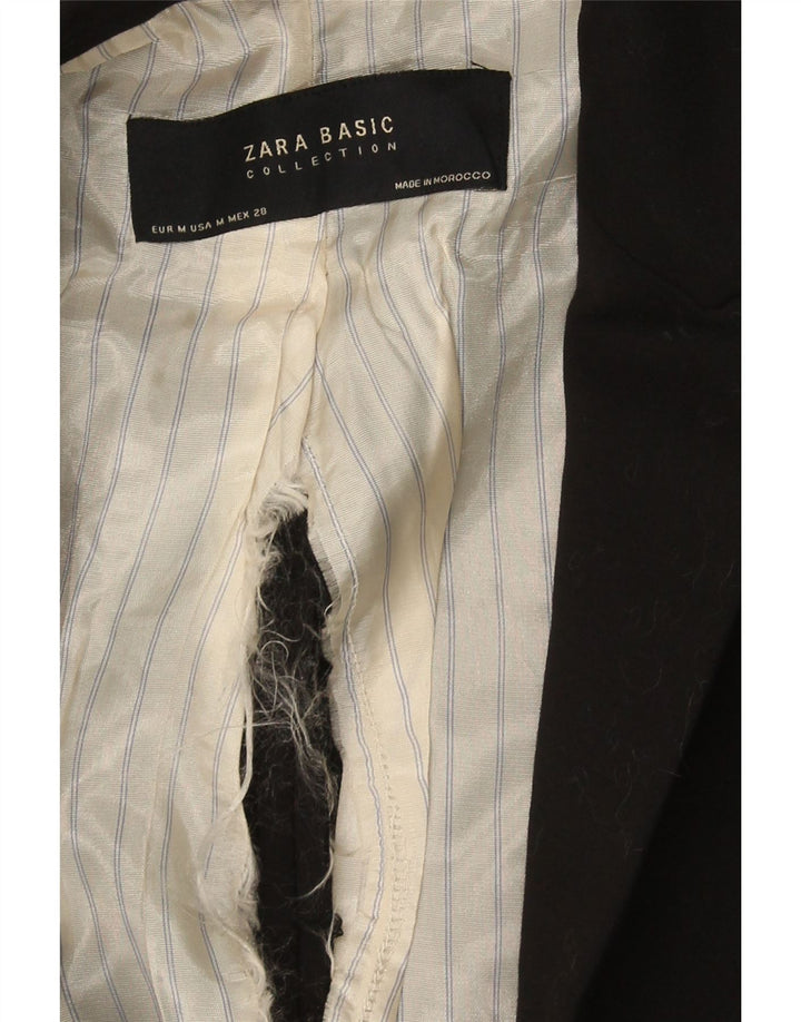 ZARA Γυναικείο Μπλέιζερ Μπουφάν UK 12 Μεσαίο Μαύρο Βαμβακερό