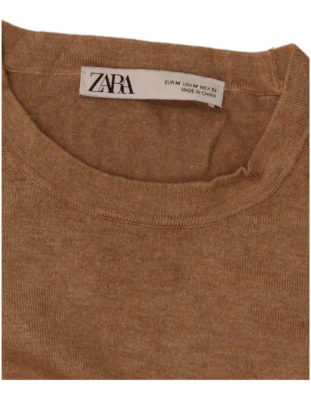 Zara Γυναικείο πουλόβερ με λαιμόκοψη UK 12 Medium Beige