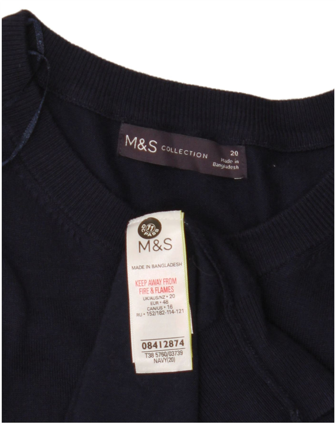 MARKS & SPENCER Γυναικείο πουλόβερ Crop Cardigan UK 20 2XL Navy Blue Viscose