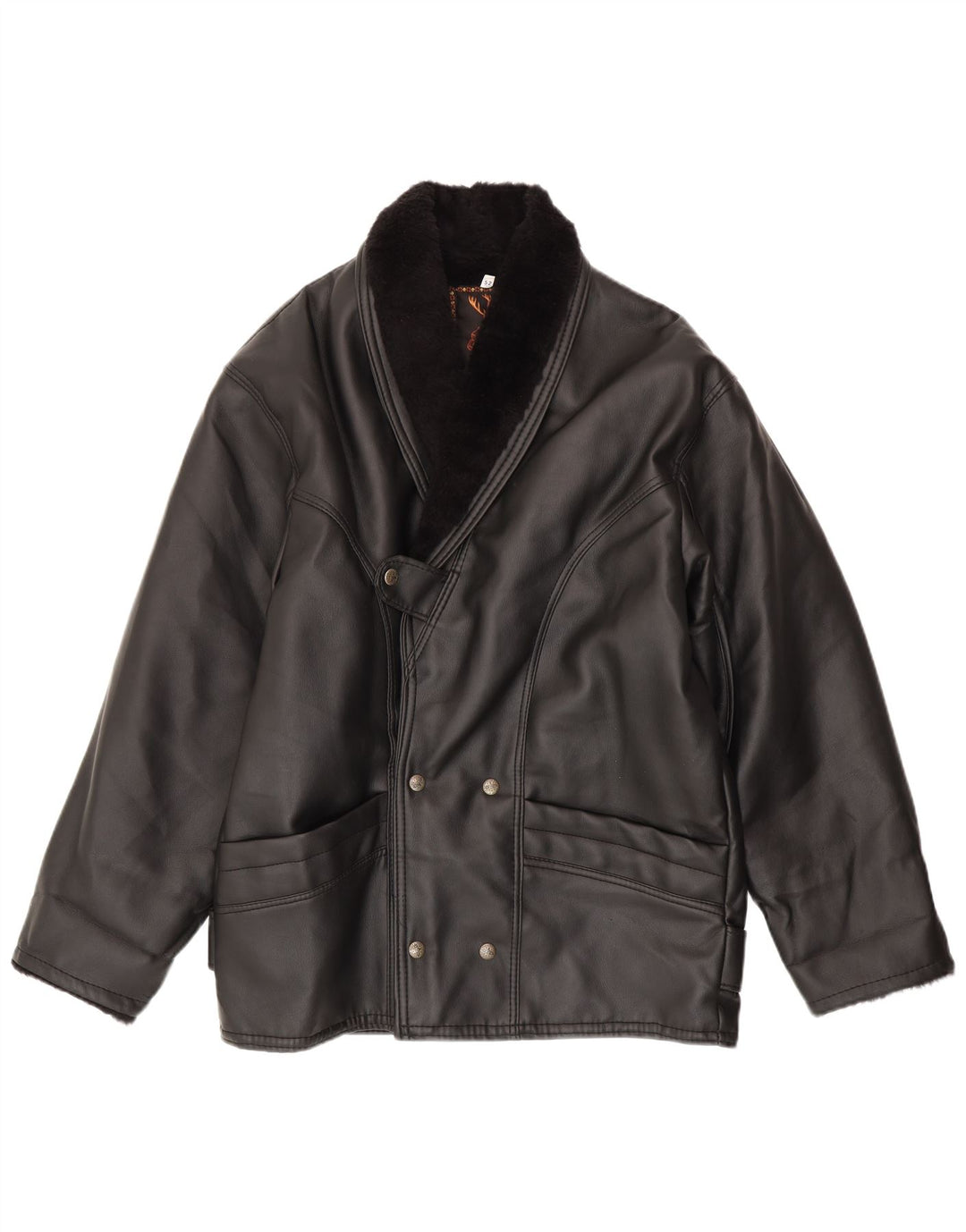 Vintage Ανδρικό Shearling Jacket IT 52 XL Black Shearling