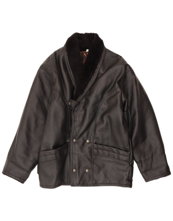 Vintage Ανδρικό Shearling Jacket IT 52 XL Black Shearling