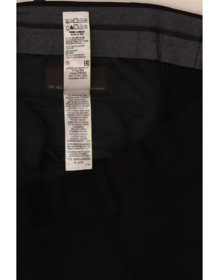 Marks & Spencer Ανδρικό παντελόνι κανονικό κοστούμι W38 L31 μαύρο πολυεστέρα