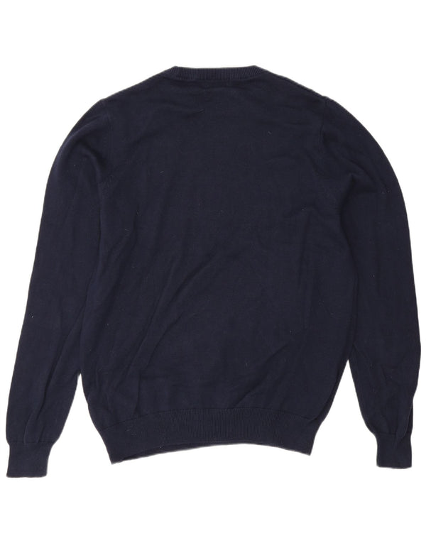 MARKS & SPENCER Ανδρικό πουλόβερ με λαιμόκοψη μεγάλου μπλε βαμβακερό