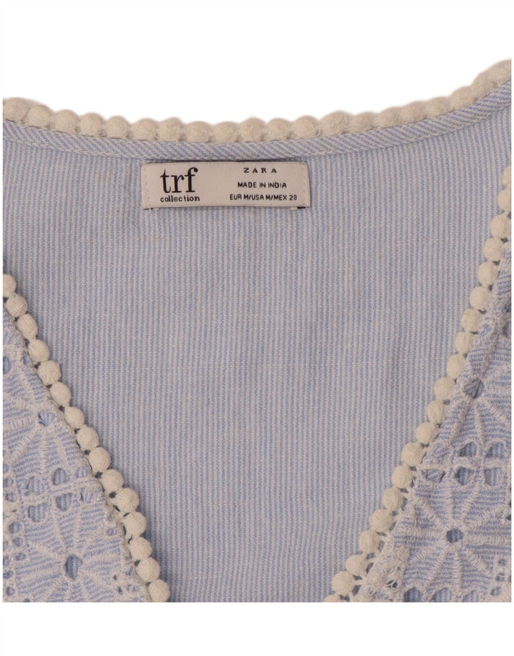 Γυναικείο φόρεμα ZARA Shift UK 14 Medium Blue Pinstripe