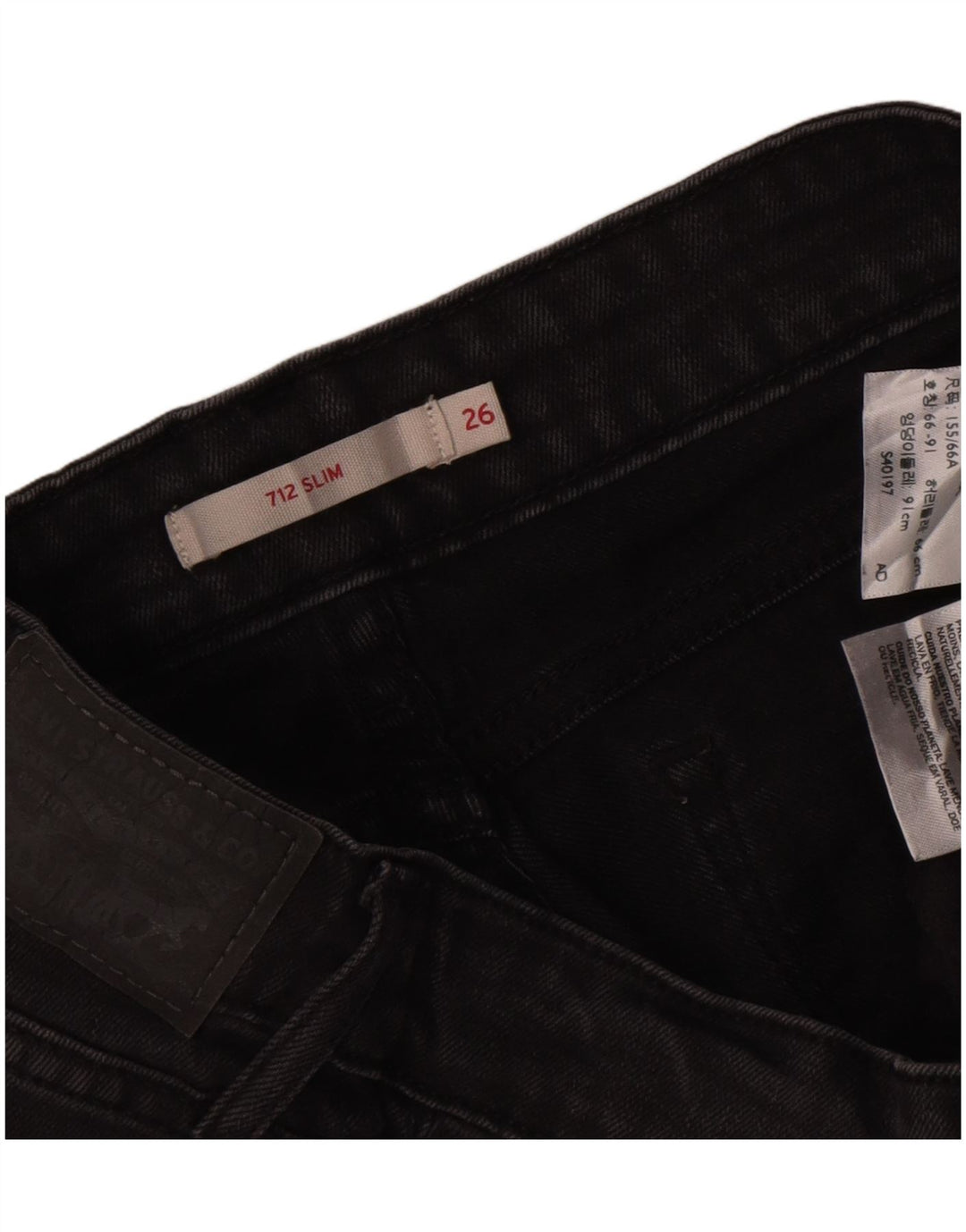 Levi's Womens 712 Slim Jeans W26 L29 Μαύρο βαμβακερό