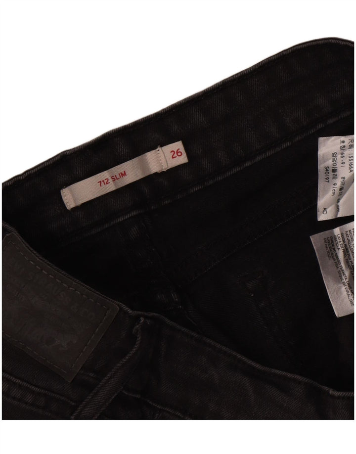 Levi's Womens 712 Slim Jeans W26 L29 Μαύρο βαμβακερό