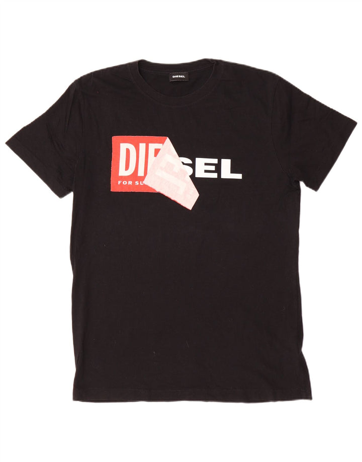 Ανδρικό γραφικό T-Shirt Diesel Top Μεσαίο μαύρο βαμβακερό