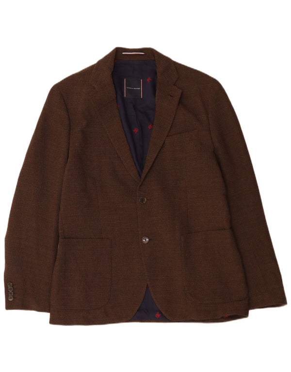 Tommy Hilfiger Mens 2 Button Blazer Jacket IT 50 Large Brown Polyester
