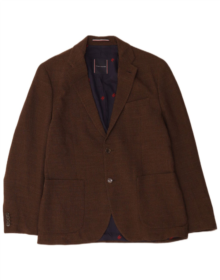 Tommy Hilfiger Ανδρικό σακάκι με 2 κουμπιά μπλέιζερ IT 50 μεγάλο καφέ πολυεστέρα