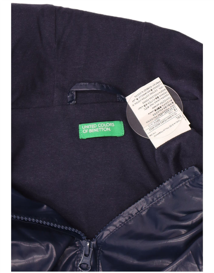 Benetton Girls Hooded Rain Jacket 13-14 Years 3XL Navy Blue Polyester