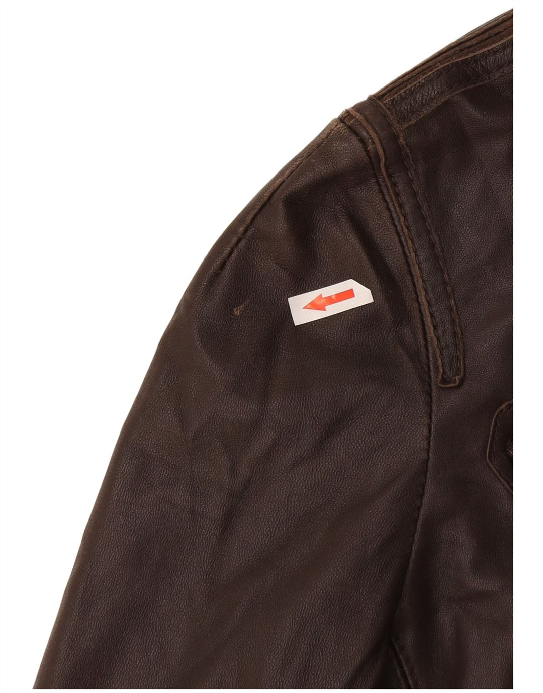 Zara Γυναικείο Δερμάτινο Μπουφάν UK 10 Small Brown Δερμάτινο