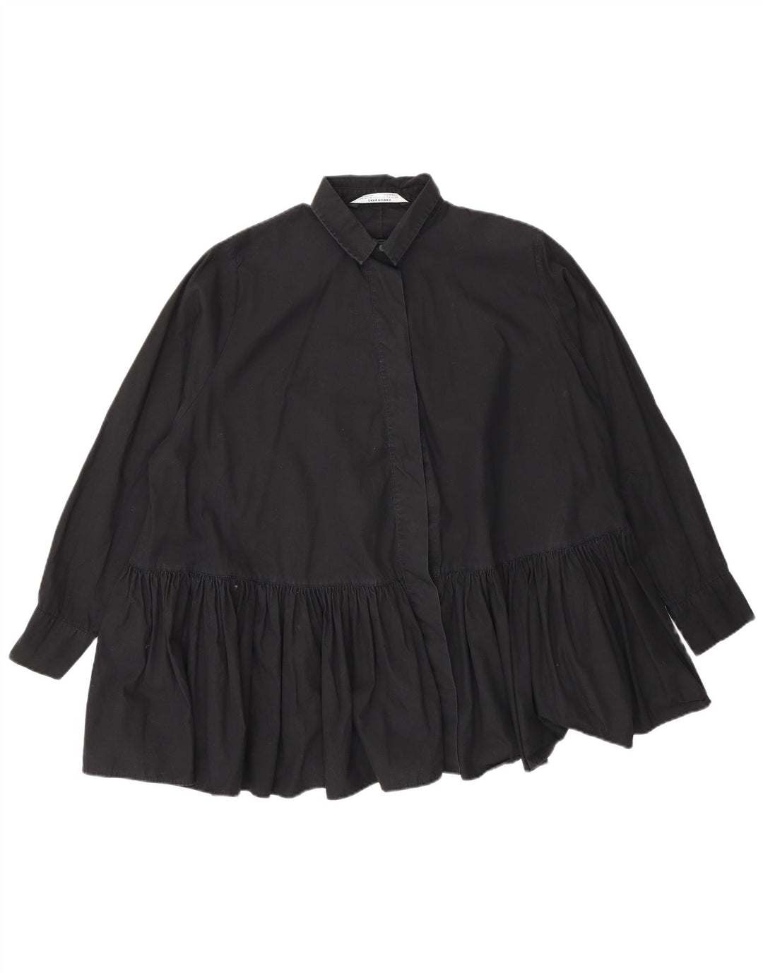 Zara Γυναικείο πουκάμισο Oversized Μπλούζα UK 10 Small Black Βαμβακερό