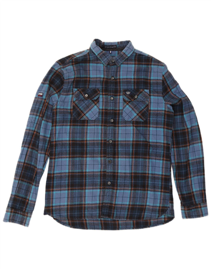 Ανδρικό φανελένιο πουκάμισο Superdry XL Navy Blue Check Cotton