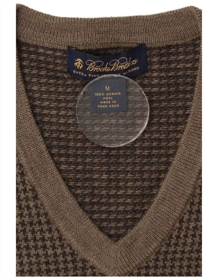 Brooks Brothers Ανδρικό γιλέκο Tank Top Μεσαίο Καφέ Houndstooth Μαλλί Merino