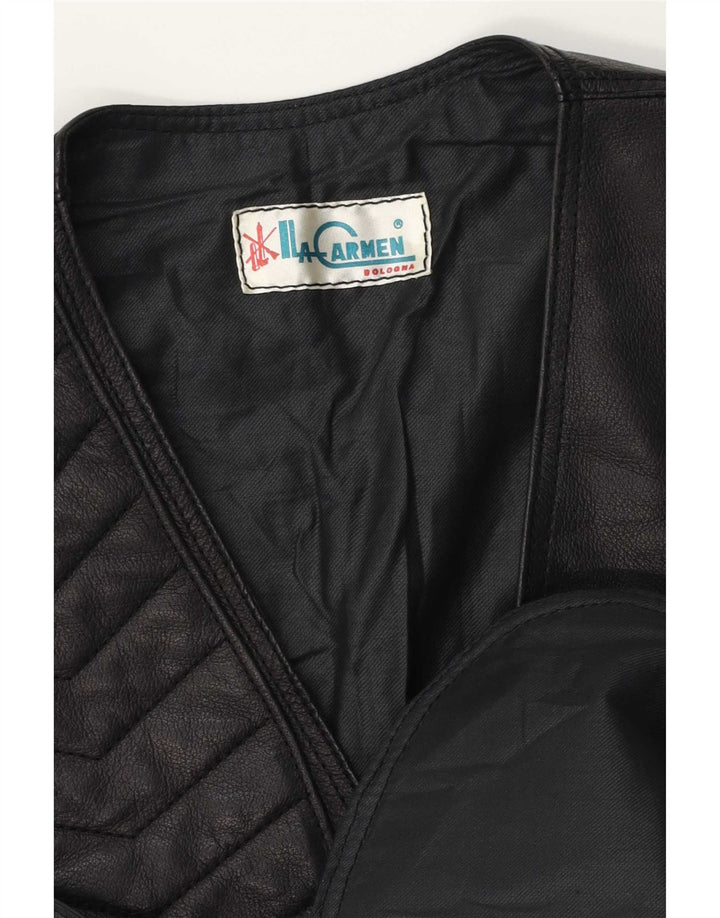 Vintage Γυναικείο Δερμάτινο Gilet UK 14 Medium Black