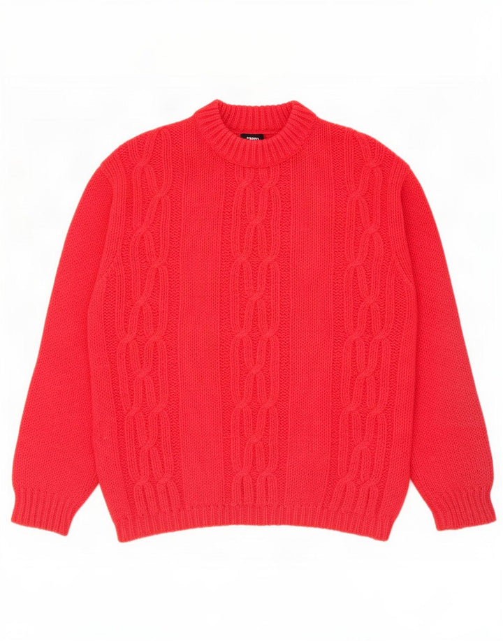 Vintage γυναικείο πουλόβερ με λαιμό χελώνα UK 14 Medium Red